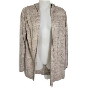 Cynthia Rowley Womens Cardigan Sweater Small 100% Linen Open Front Hooded Tan